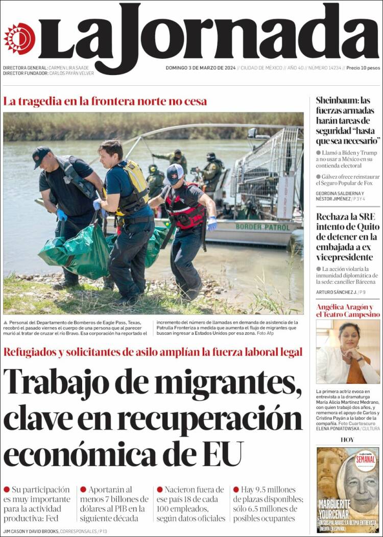 Portada de La Jornada (M&eacute;xico)