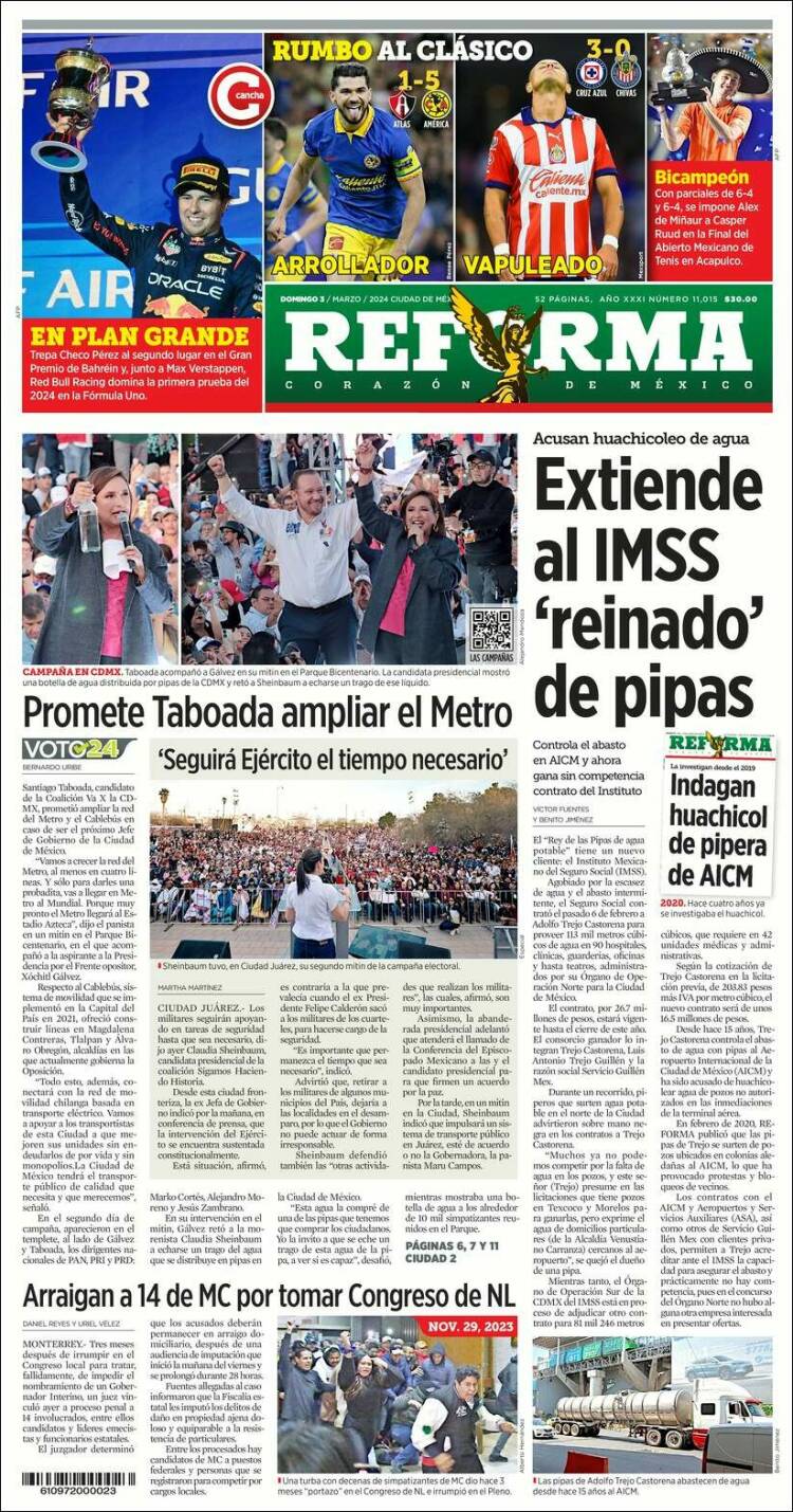 Portada de Reforma (M&eacute;xico)