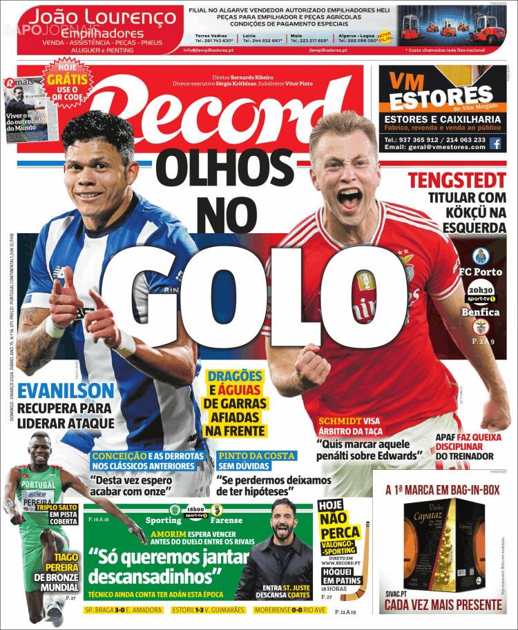 Portada de Jornal de Negócios (Portugal)