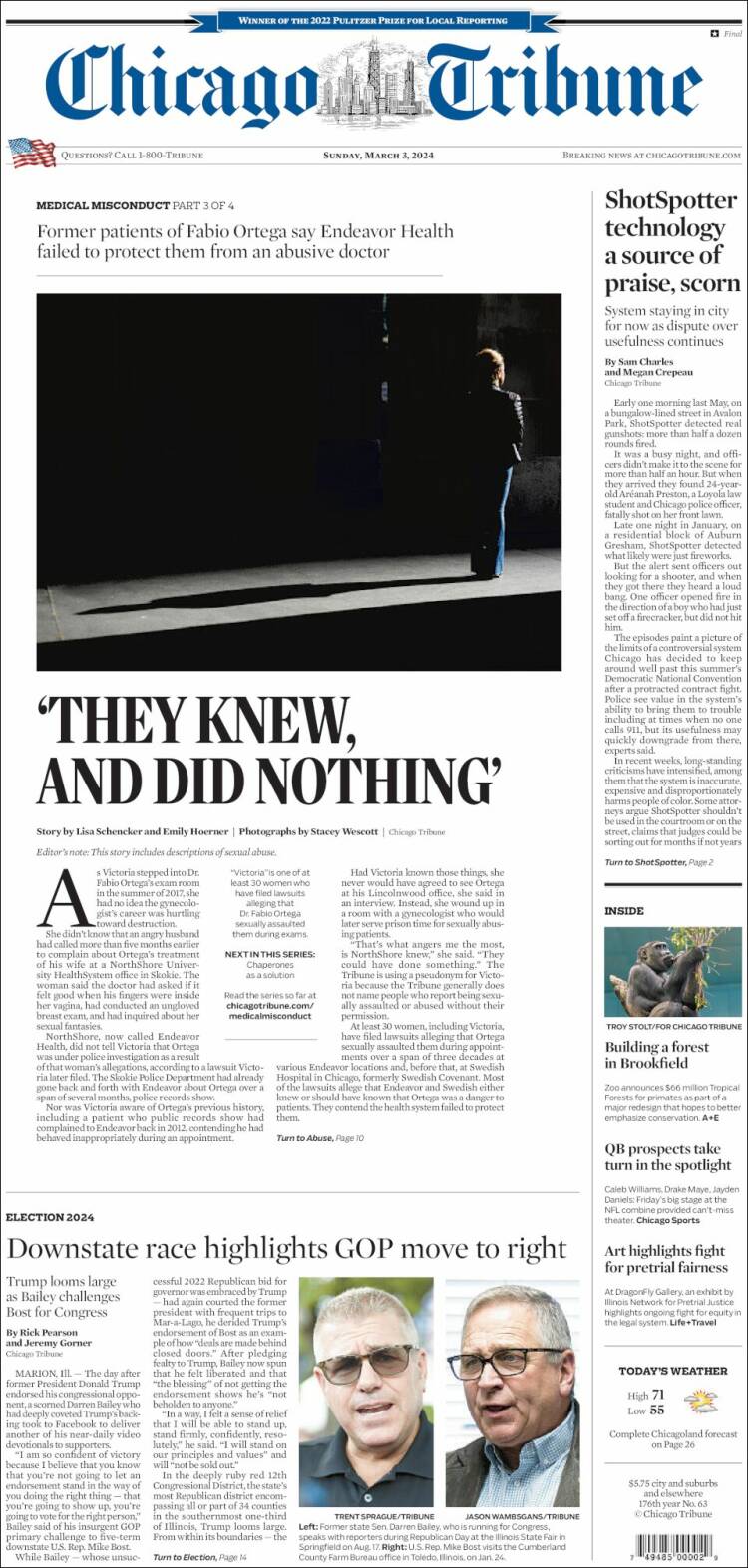 Portada de Chicago Tribune (USA)