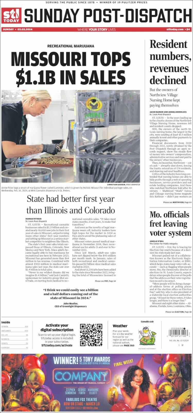 Portada de St. Louis Post-Dispatch (USA)