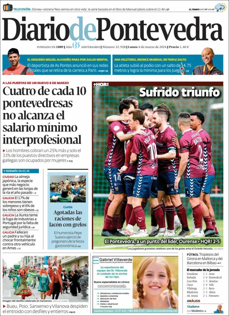 Portada de Diario de Pontevedra (España)