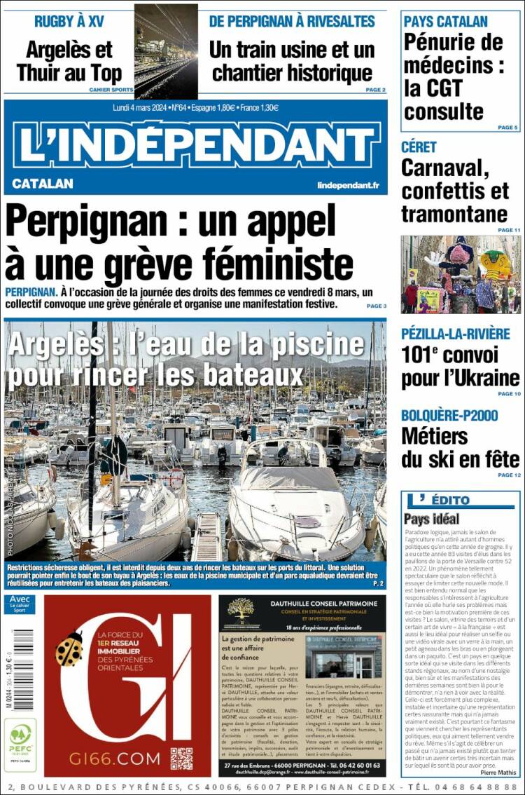 Portada de Le Indépendant (Francia)