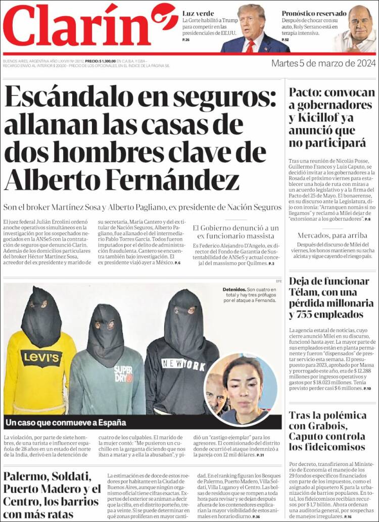 Portada de Clarín (Argentina)