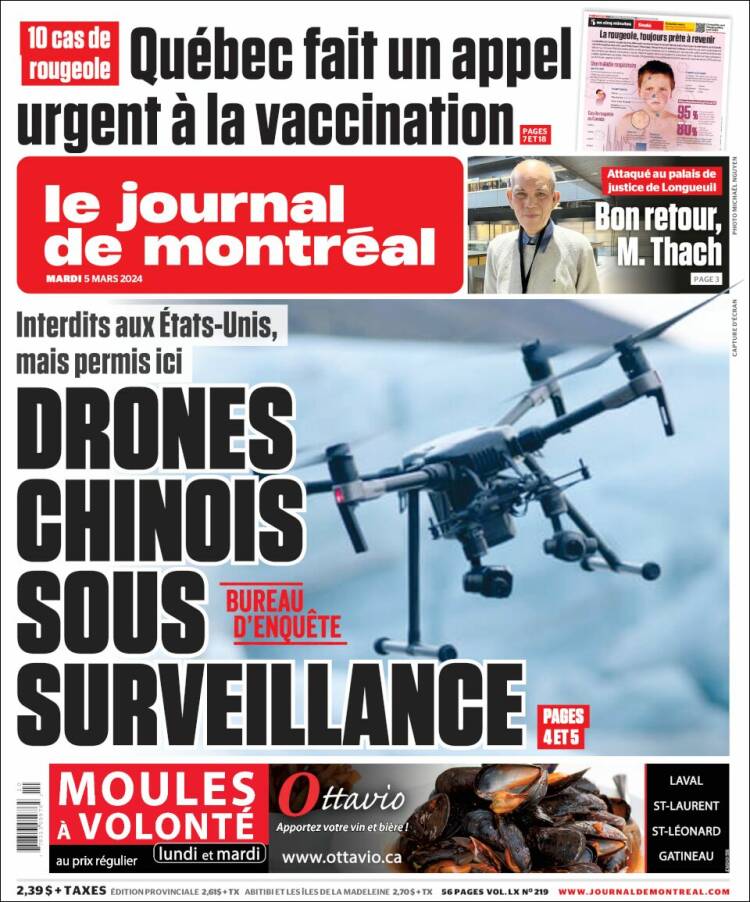 Portada de Le Journal de Montréal (Canadá)