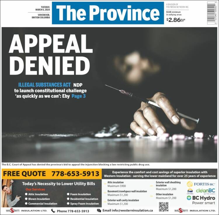 Portada de The Province (Canadá)