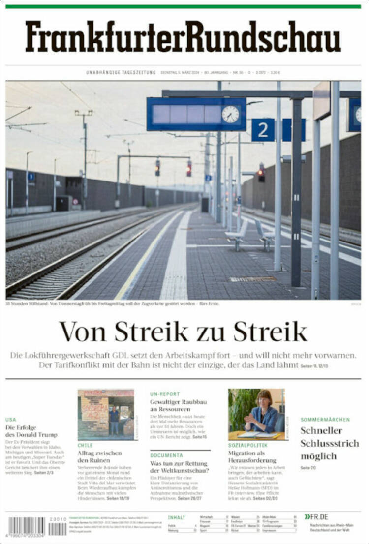 Portada de Frankfurter Rundschau (Alemania)