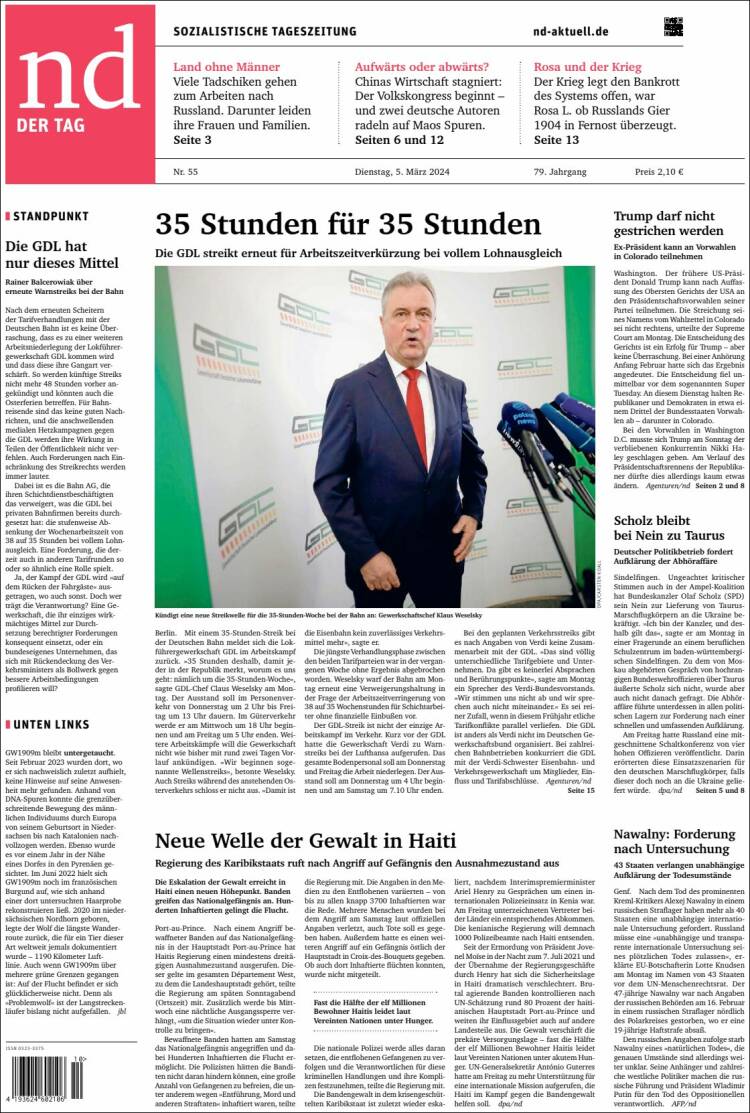 Portada de Neues Deutschland (Alemania)