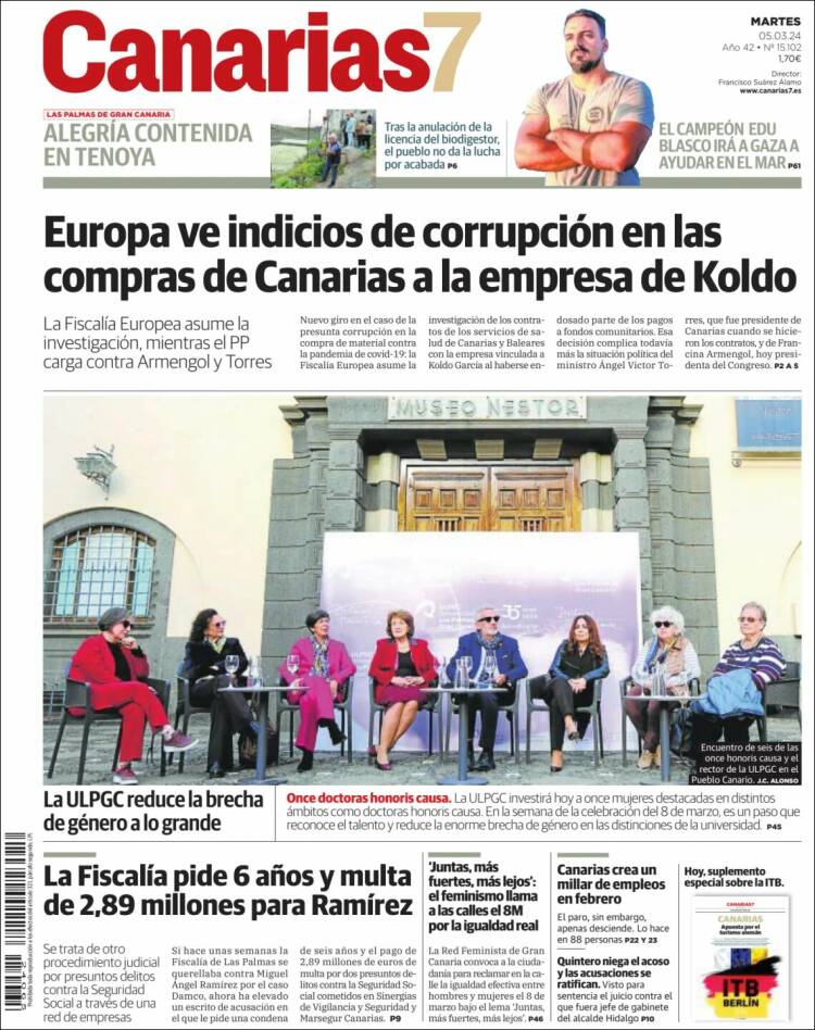 Portada de Canarias 7 (España)