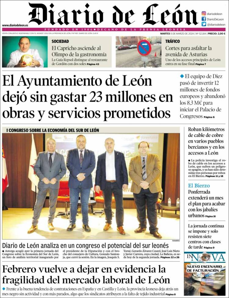 Portada de Diario de León (España)
