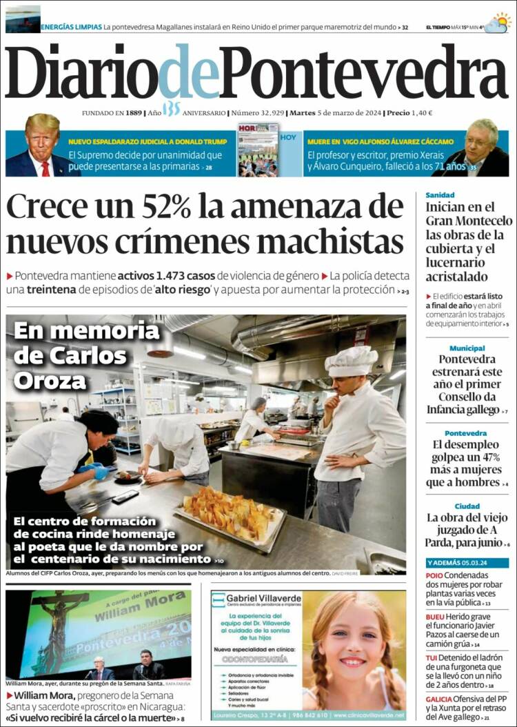 Portada de Diario de Pontevedra (España)