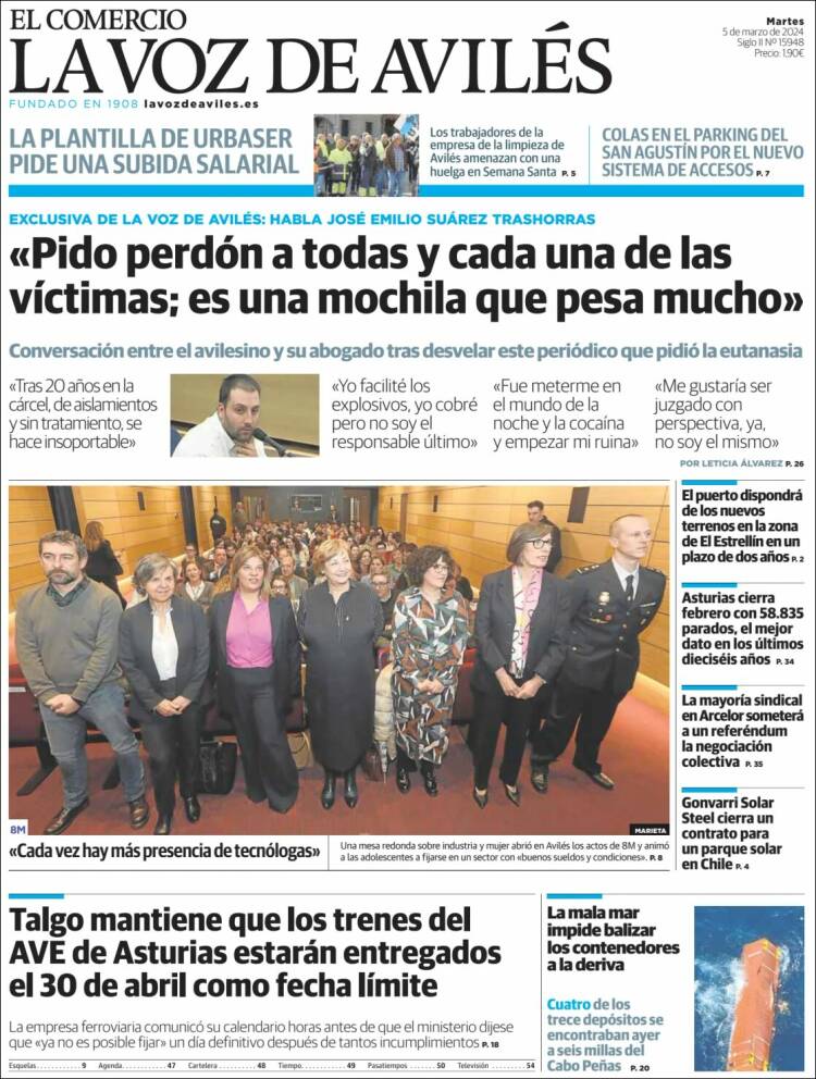 Portada de El Comercio - Avilés (España)
