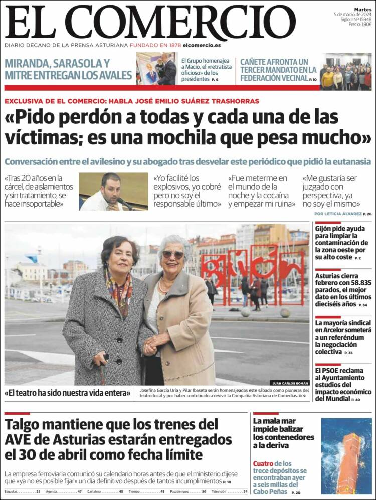 Portada de El Comercio - Gijón (España)