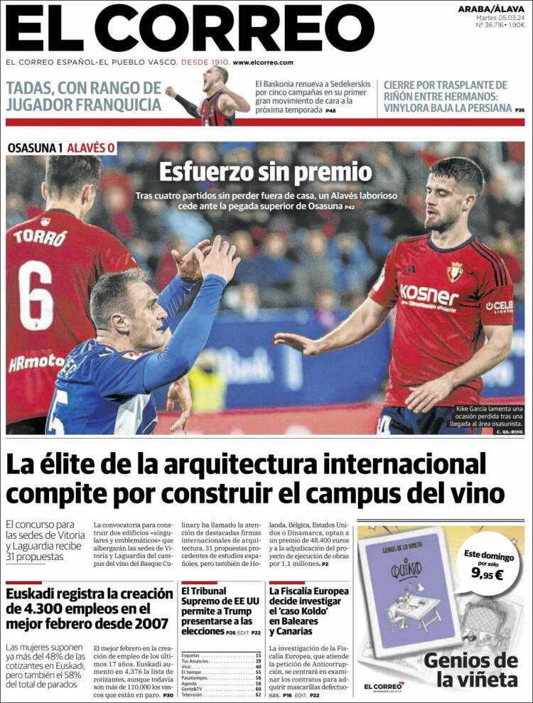 Portada de El Correo - Álava (España)