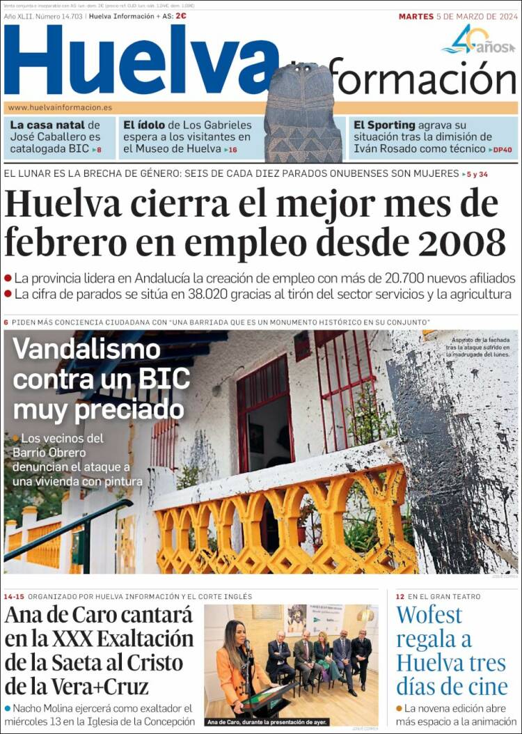 Portada de Huelva Información (España)