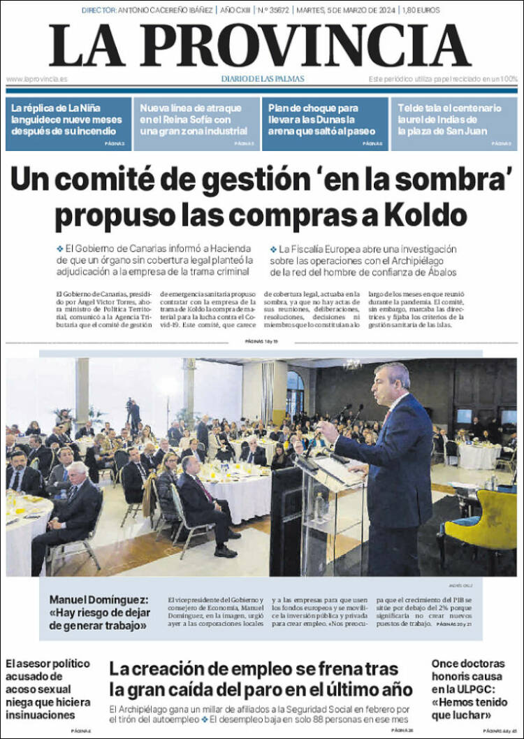Portada de La Provincia (España)