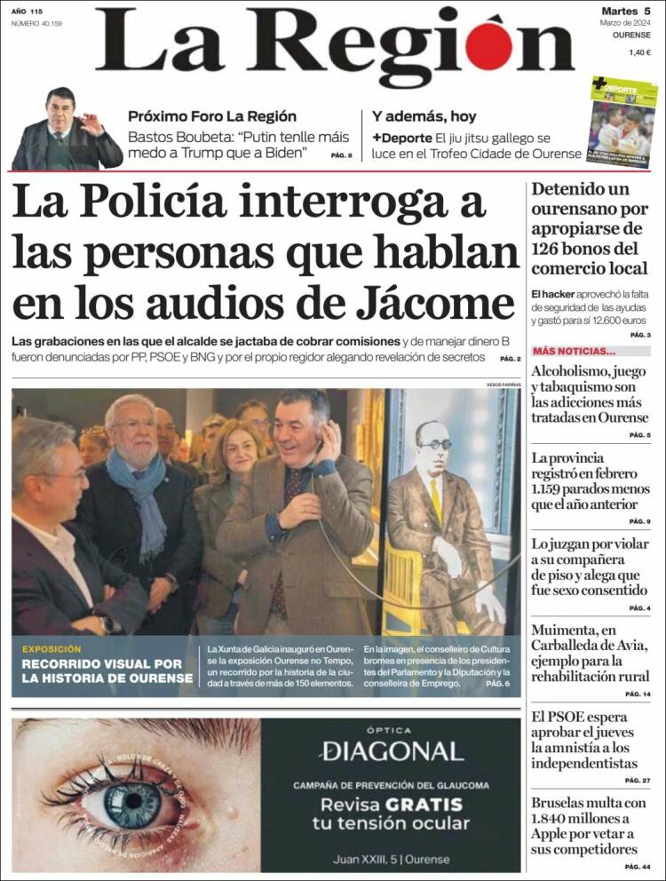 Portada de La Región de Ourense (España)