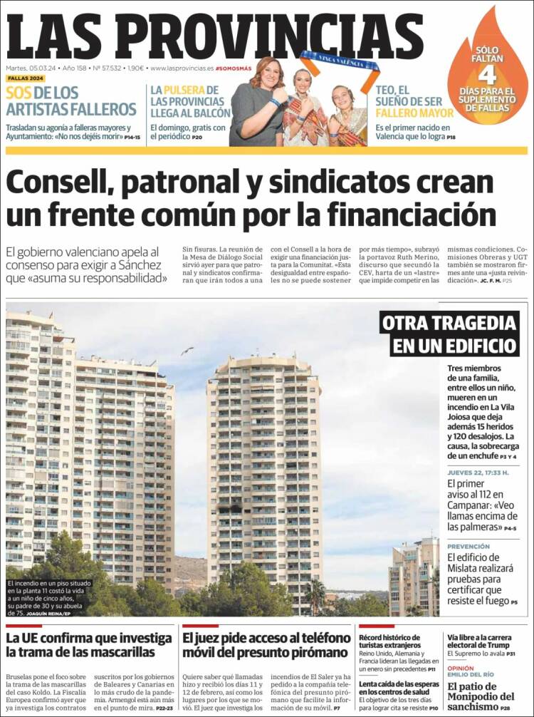 Portada de Las Provincias (España)