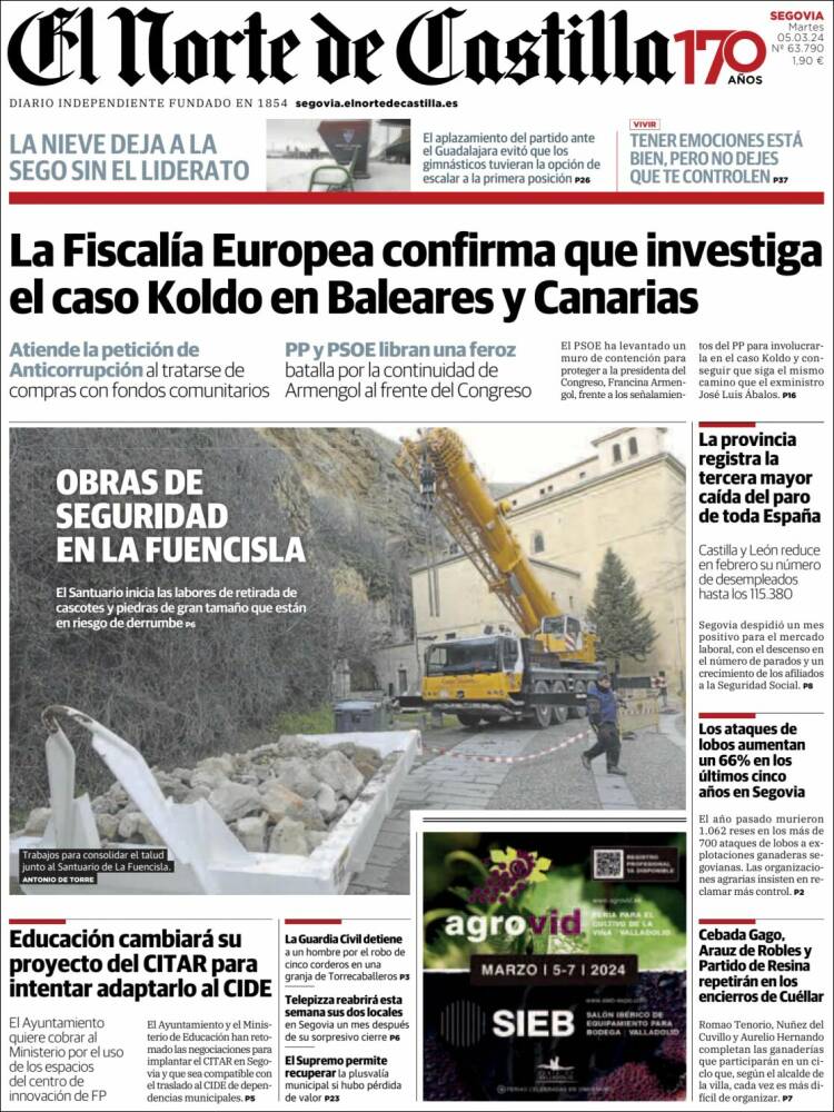 Portada de Norte de Castilla - Segovia (España)