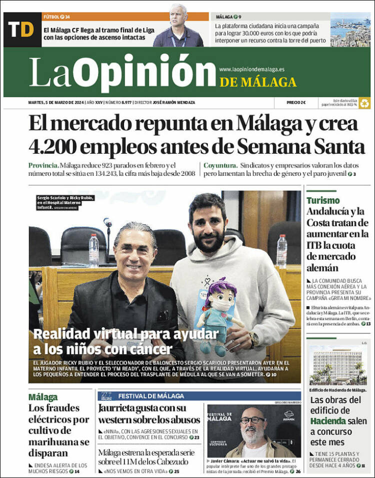 Portada de La Opinión de Málaga (España)