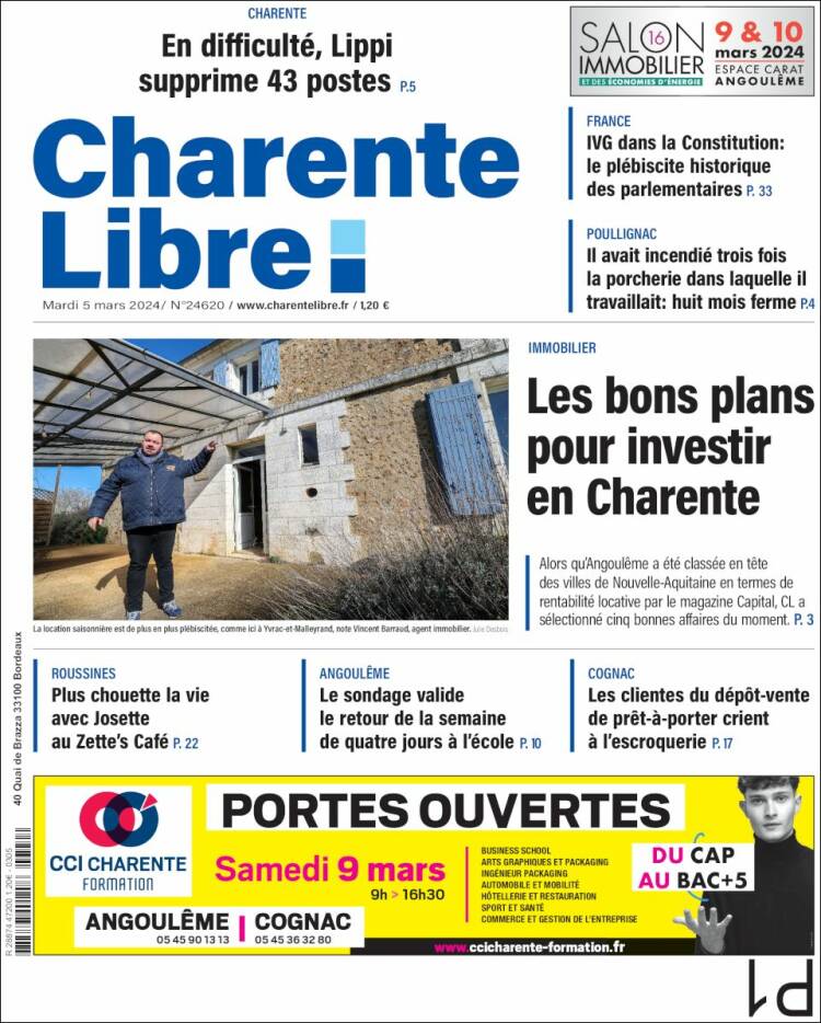 Portada de Charente Libre (Francia)