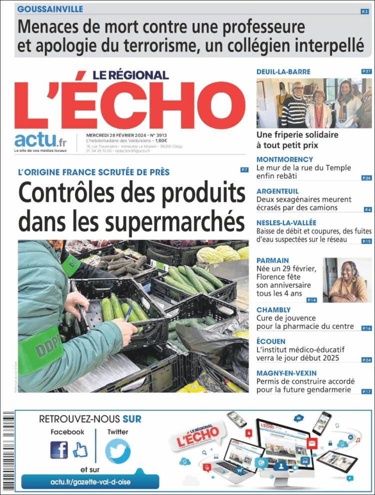 Portada de L'Echo de la Haute-Vienne (Francia)