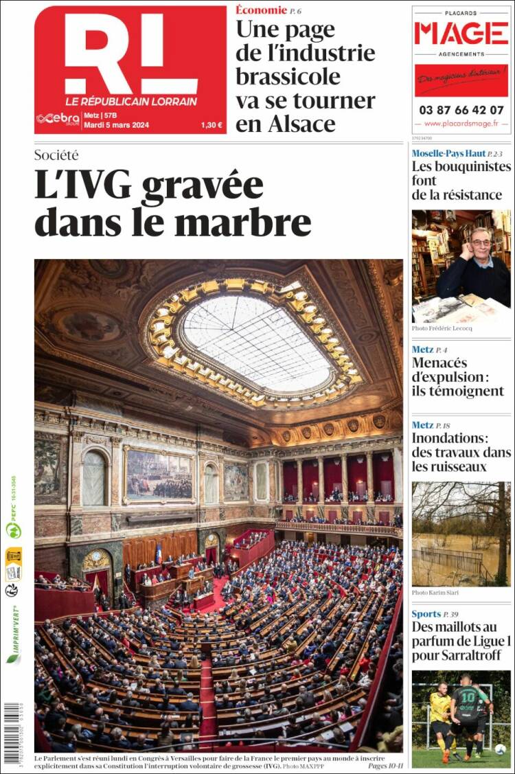 Portada de Le Republicain Lorrain (Francia)