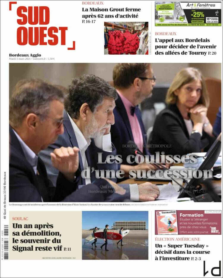 Portada de Sud Ouest (Francia)