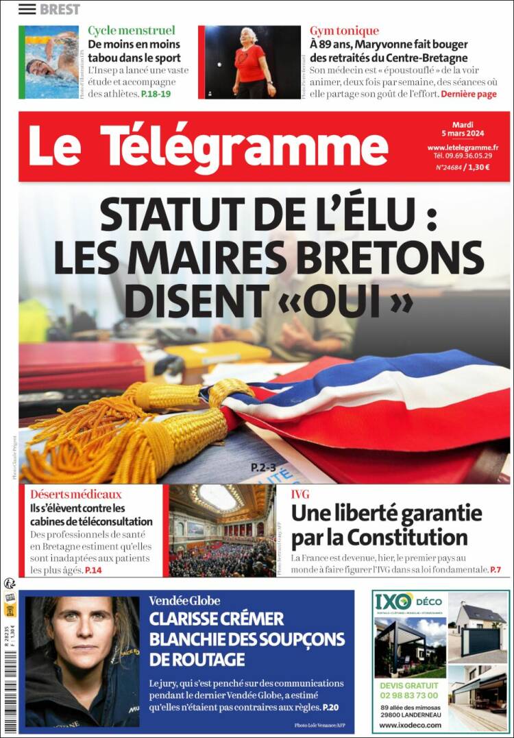 Portada de Télégramme (Francia)