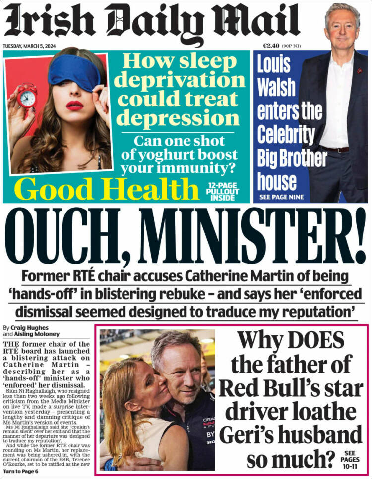 Portada de Irish Daily Mail (Irlanda)