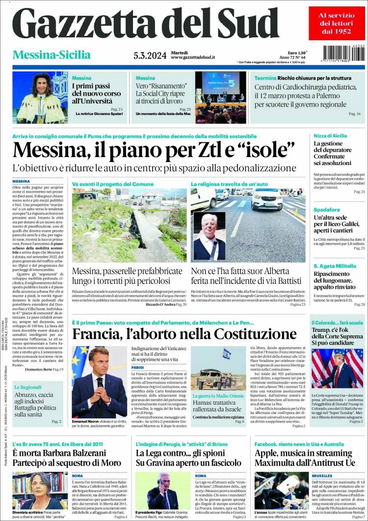 Portada de Gazzetta del Sud (Italia)