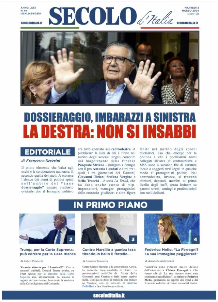 Portada de Secolo d'Italia (Italia)