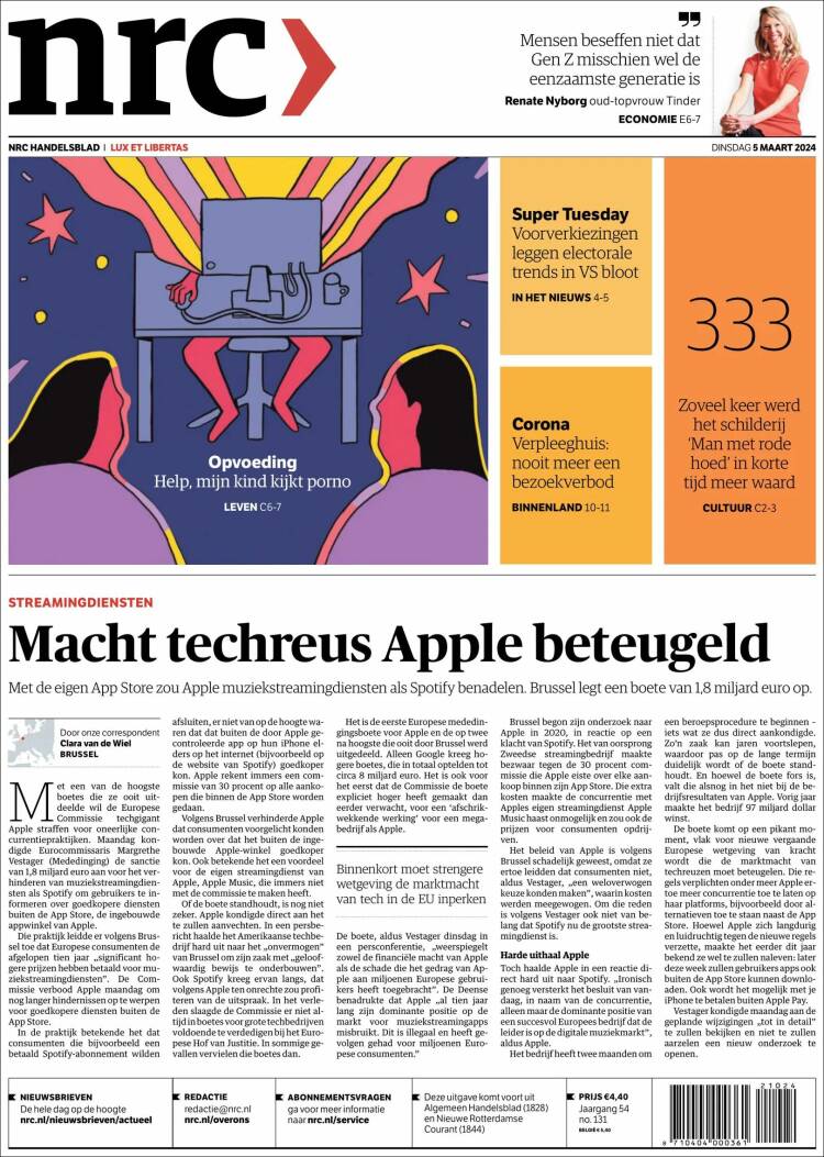 Portada de NRC Handelsblad (Pa&iacute;ses Bajos)