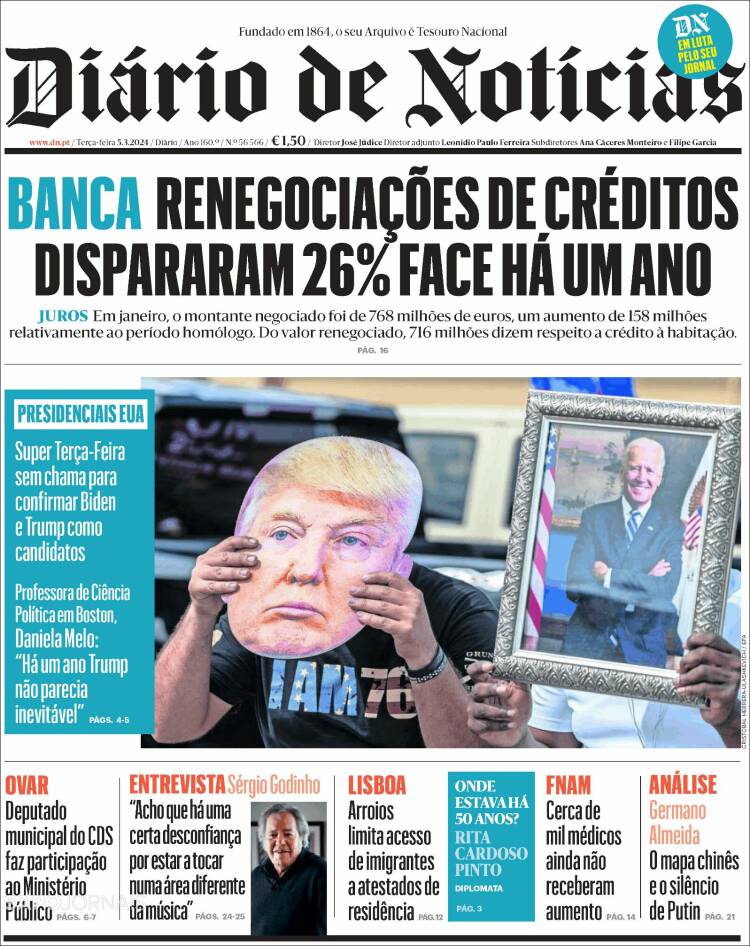 Portada de Diário de Noticias (Portugal)