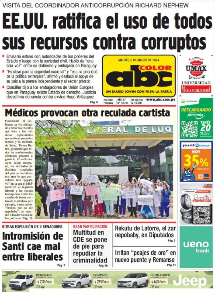 Portada de ABC Color (Paraguay)