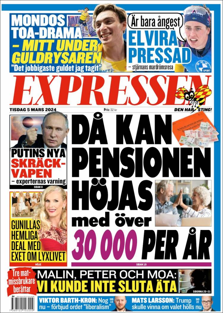 Portada de Expressen (Suecia)