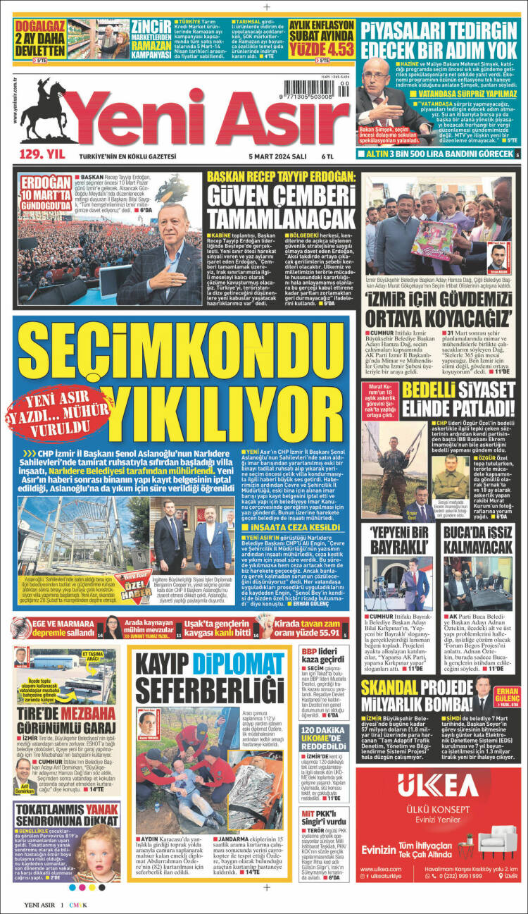 Portada de Yeni Asır (Turqu&iacute;a)