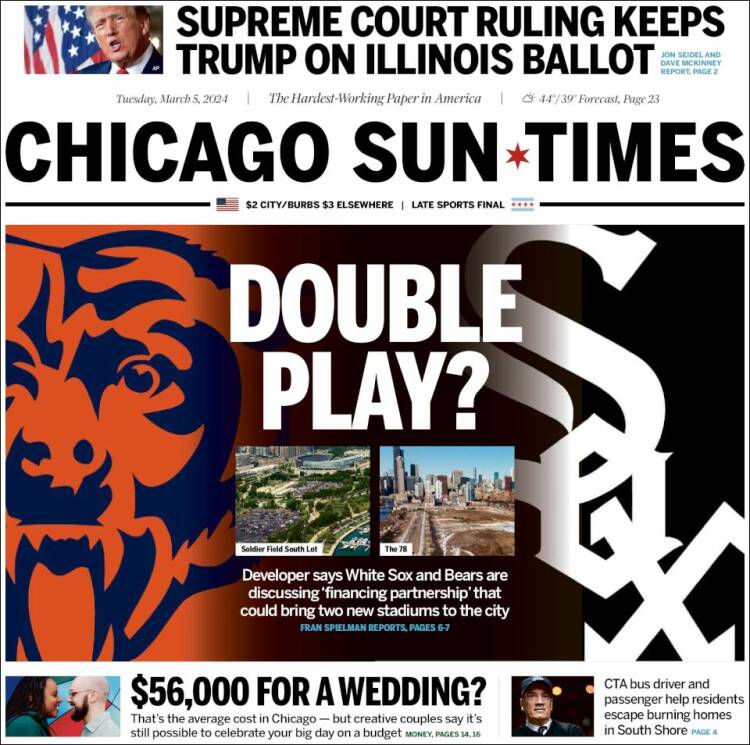 Portada de Chicago Sun-Times (USA)