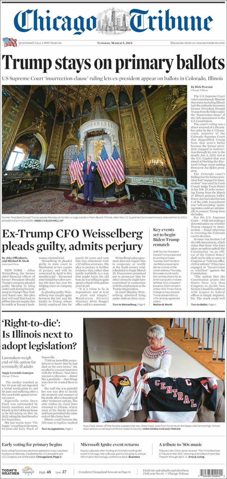 Portada de Chicago Tribune (USA)