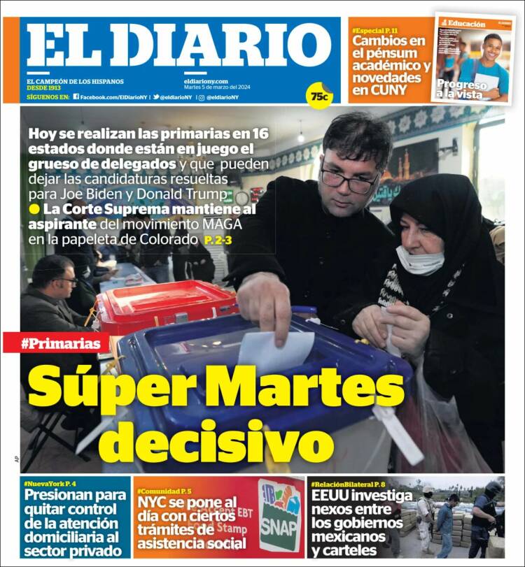 Portada de El Diario NY (USA)