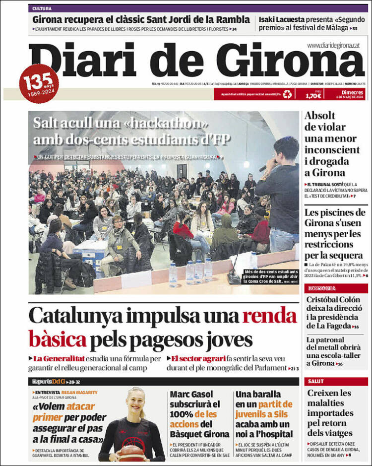 Portada de Diari de Girona (España)