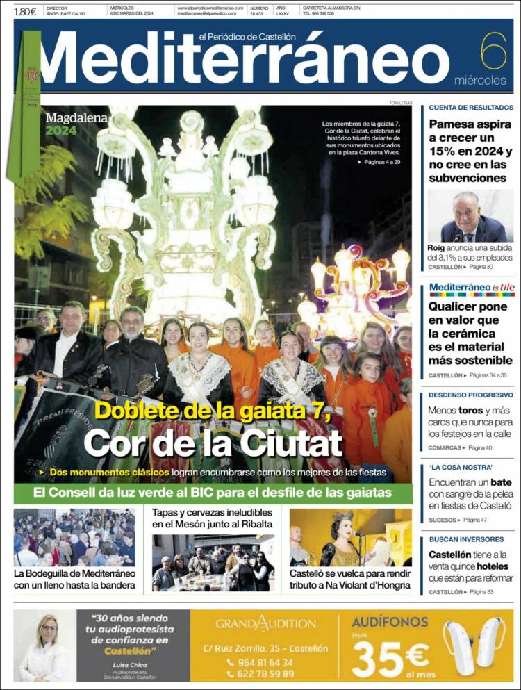 Portada de El Periódico Mediterraneo (España)