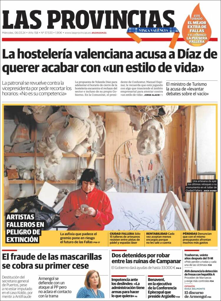 Portada de Las Provincias (España)