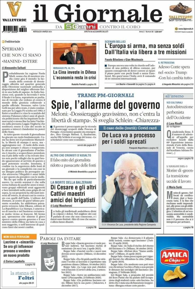 Portada de il Giornale (Italia)