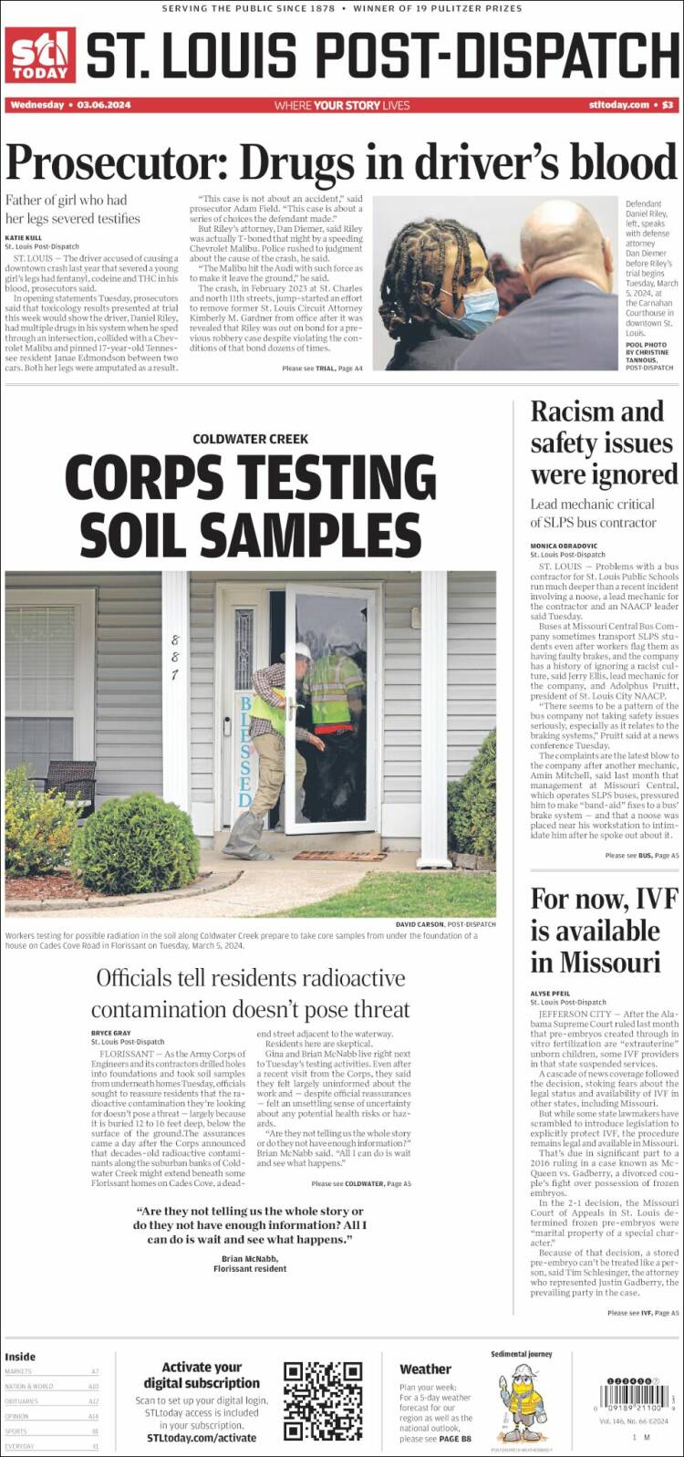 Portada de St. Louis Post-Dispatch (USA)