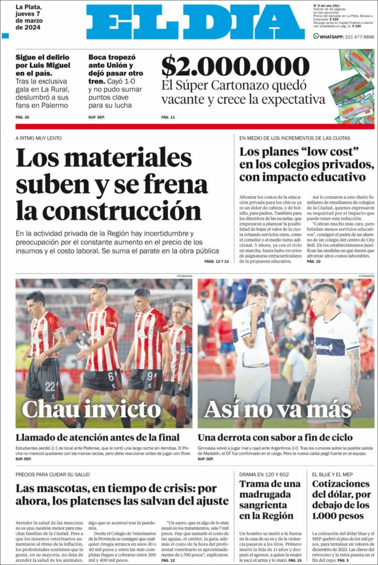 Portada de El Día de la Plata (Argentina)