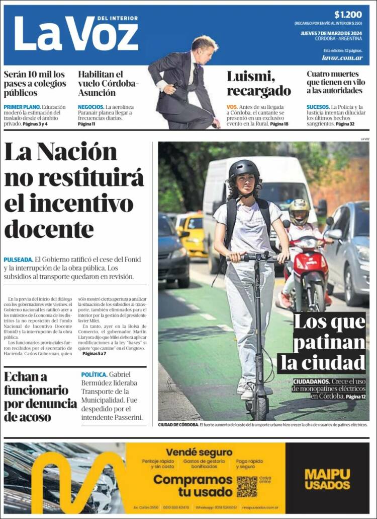 Portada de La Voz del Interior (Argentina)