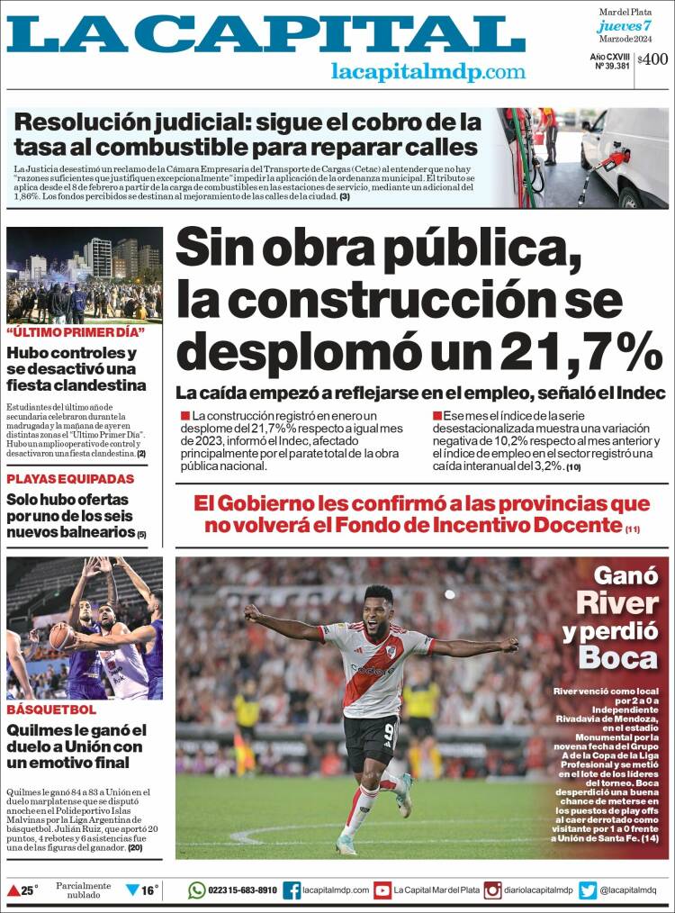 Portada de Diario La Capital - Mar del Plata (Argentine)