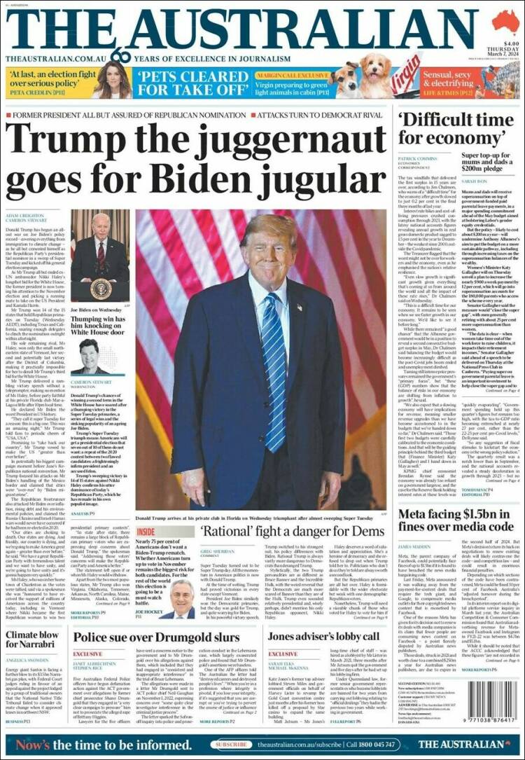 Portada de The Australian (Australia)