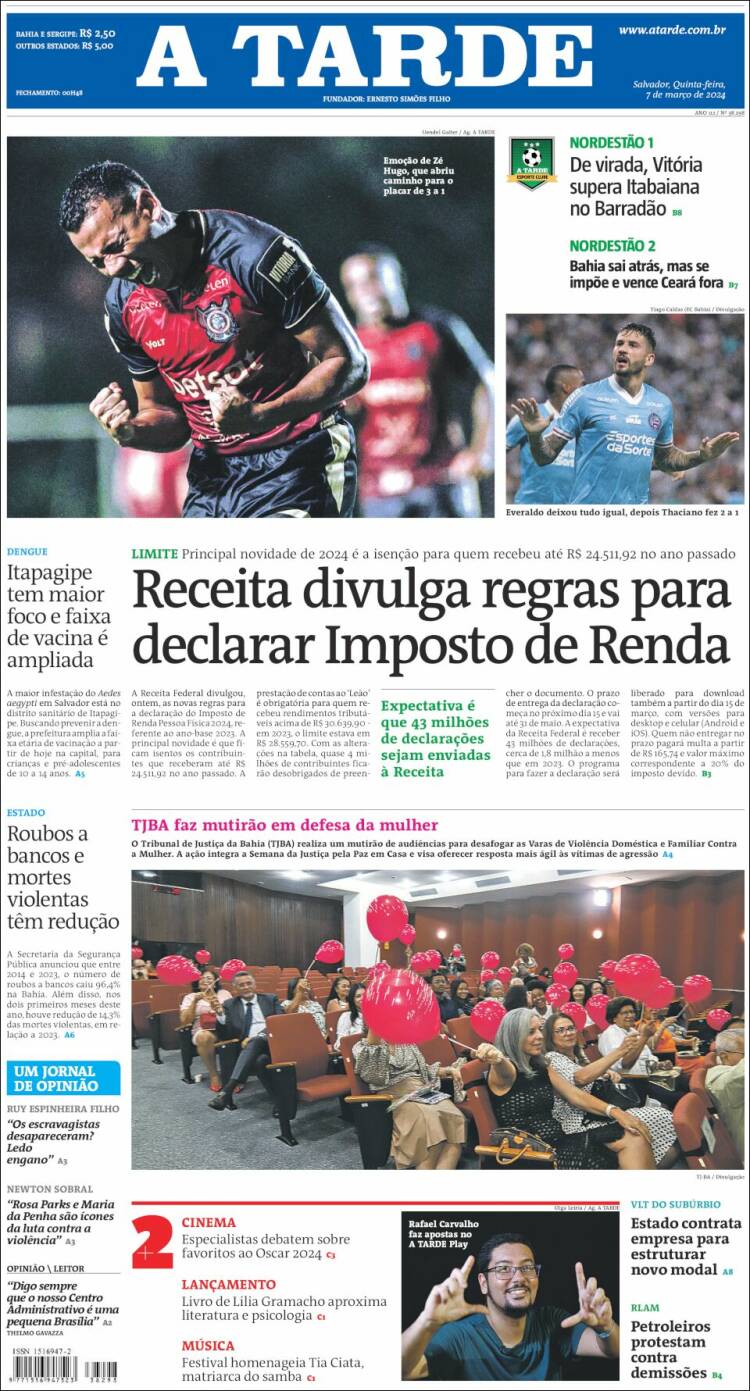 Portada de Diário A Tarde (Brasil)